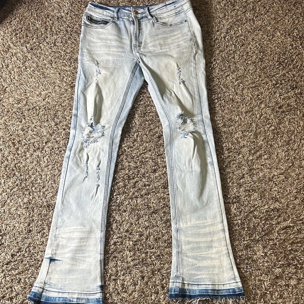 Rockstar Original Distressed Acid Wash Flare Jeans Y2K Size 32